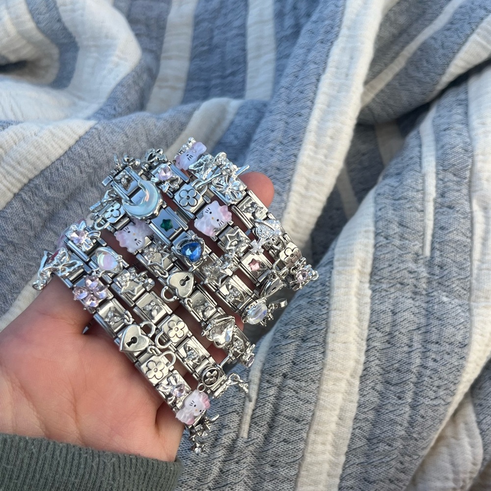 BRAND NEW !! Handmade Silver italian charm bracelets !